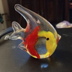 Vintage Murano Style Angel Fish Paperweight