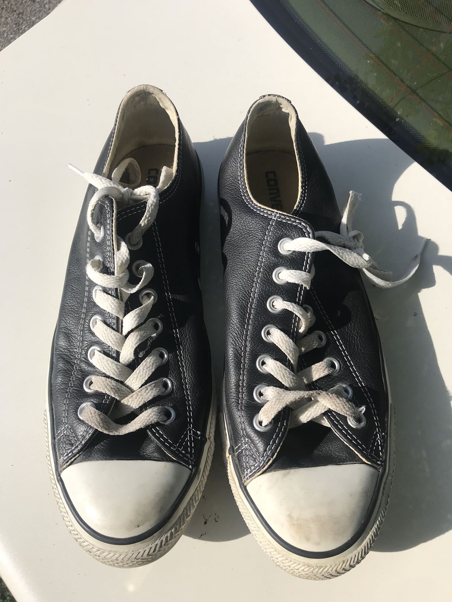 Black Leather Converse Chuck Taylor size 9.5