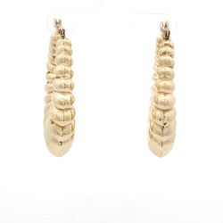 Ladies 14k Yellow Gold Large Seashell Hoop Earrings 9.5 Grams 11057916