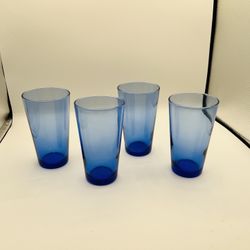 Blue Glass Tumbler Set - 4 Pack