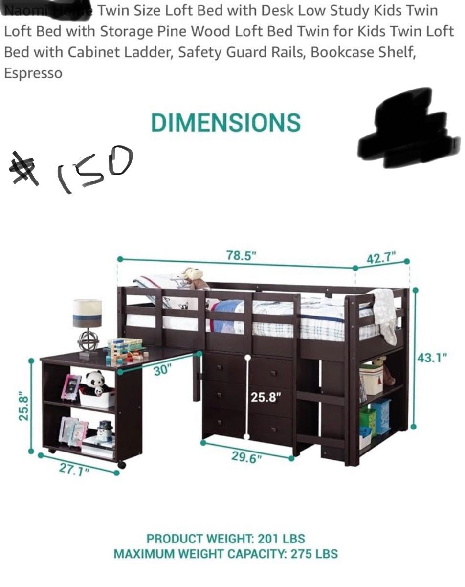 Owner Selling: Brown - Twin Size - Loft Bed