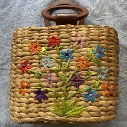 Patricia Nash Multi Color Floral Collection Cler Tote Specialty Woven Bag + Card