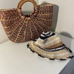 Straw bag and hat Set