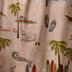 Beach Surfs Up Shower Curtain 12 Hooks Saturday Knight Ltd Tiki Ocean Nautical