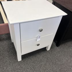 White 2 Drawer Nightstand 