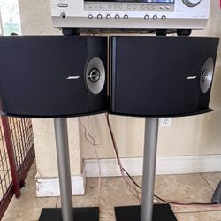 Bose(2), Onkyo 325 Watt, Stands, And Mint Adjustable Shelf