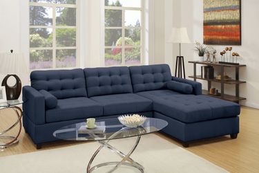 Blue Sectional Sofa Reversible chaise f6585