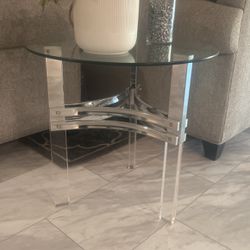 Two Glass End Tables 