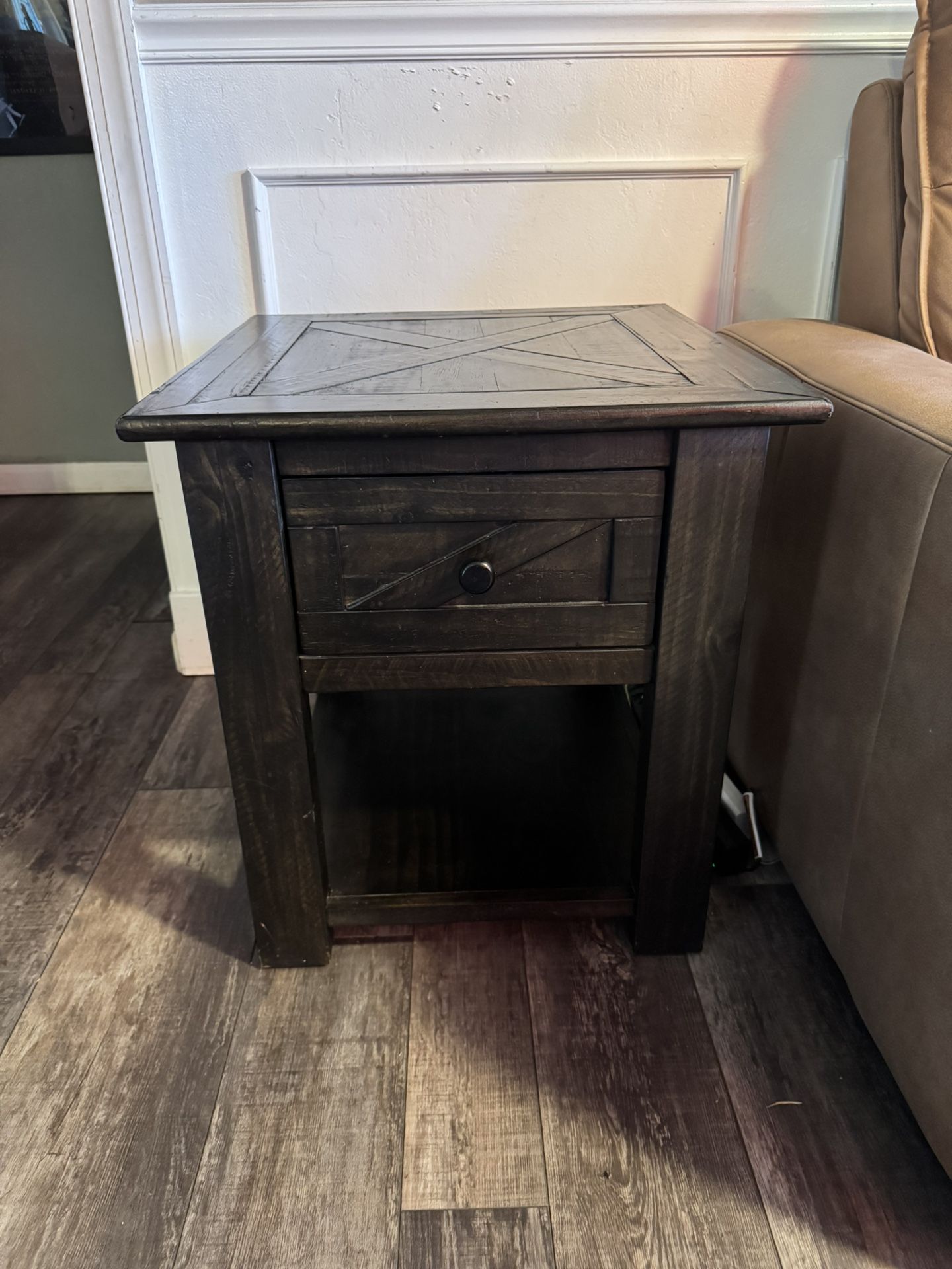 Garrett Dark Tone Storage End Table