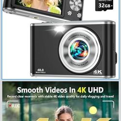 new 2026 Upgraded 4K Digital Camera for Photography, Dual Lens Autofocus