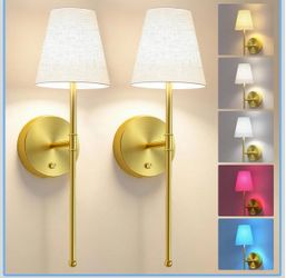 Lutec Battery Operated Wall Sconce Set of 2,Rechargeable Wall Sconce, 12 Colors Wireless Wall Sconces with 5200mAh RGB Dimmable and Remote,Rechargeabl