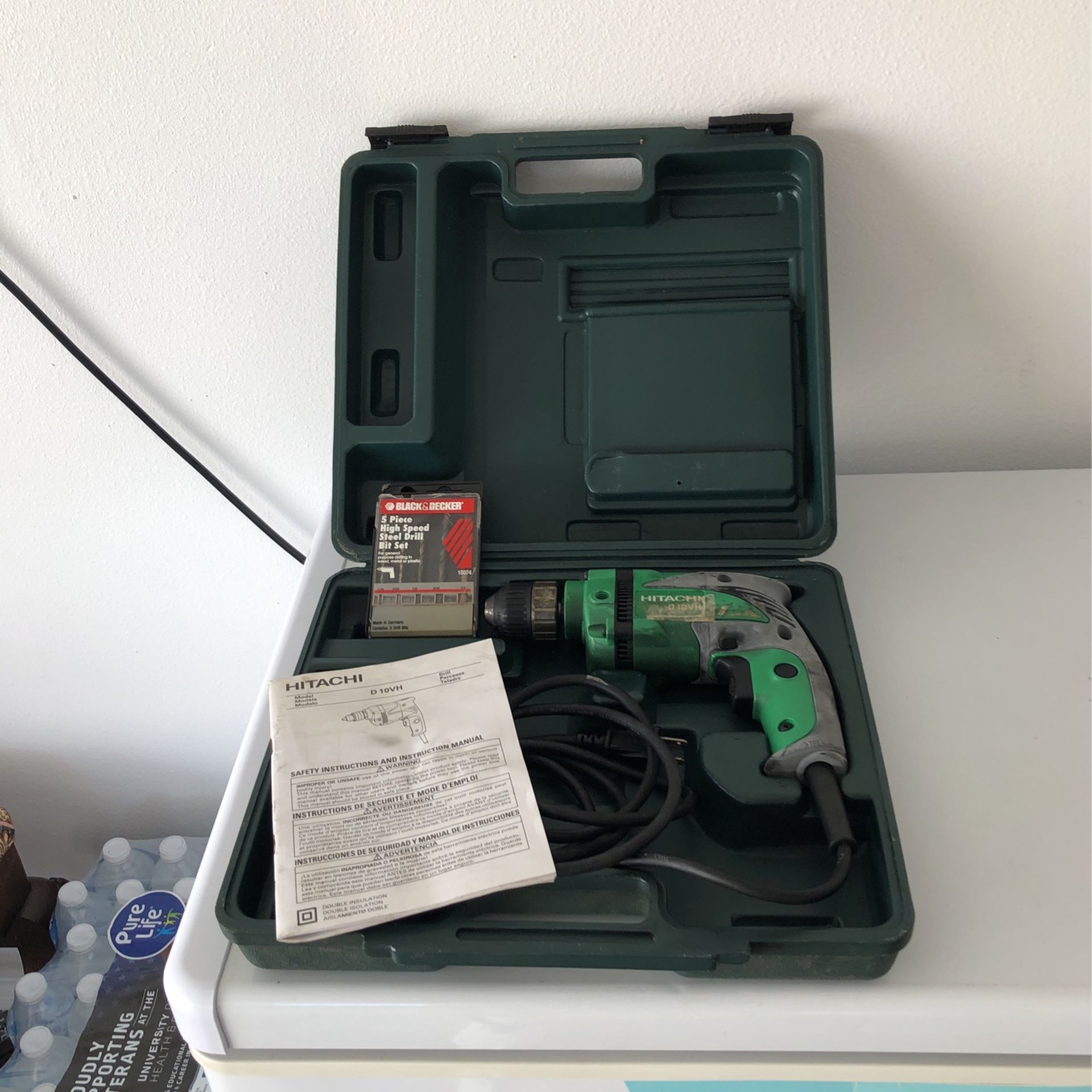 Hitachi 3/8”drill Chuck-less With Drill Bits