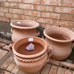 Terracotta Planters 13 1/2” High 14”Wide