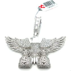 925 Silver CZ Eagle Money Bags Pendant 15.50g 190057