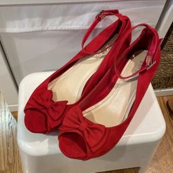 Used Red Platform Shoes Side 7.5 