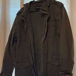 Hooded Olive Green Canvas Jacket