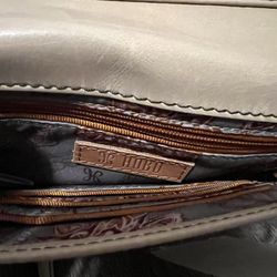 HOBO The Original Daria Grey Beige Leather Convertible Clutch Bag