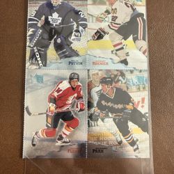 1(contact info removed) Fleer Metal Promo 4 Hockey Card Sample Sheet Richard Park RC, Jeremy Roenick
