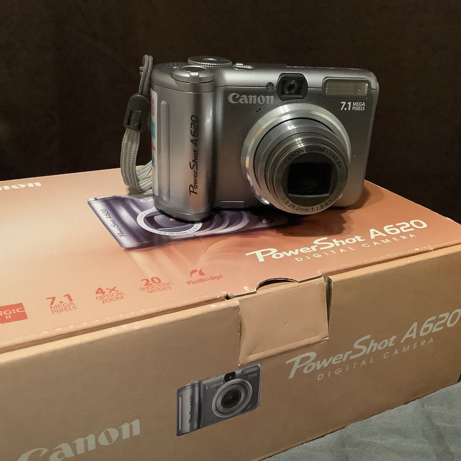 Canon PowerShot A620 7.1MP Digital Camera Silver/TESTED SEE PHOTOS