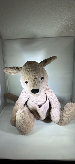 0006 Plush Kangaroo Grey With Pouch 13” Tall