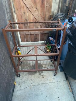 Origami 3-Tier Folding Metal Shelf on Wheels