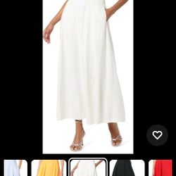 The Drop Carlotta Strapless Linen Maxi Dress Size XL Ivory 