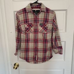 Superdry Pink & White Plaid Quarter Sleeve (M)