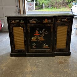 Black Asian Inspired Sideboard . Needs A Lot Of Love. 