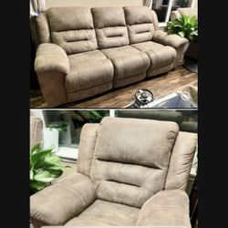Ashley Stoneland Recliner Sofa + Rocking Chair