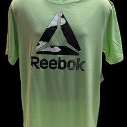 Reebok Active Short Sleeve Camo Delta Logo Light Green Tee Shirt
