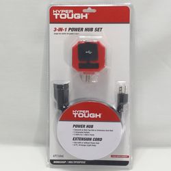 HYPER TOUGH 3-IN-1 POWER HUB SET & 6 FT EXTENSION CORD
