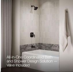 KOHLER Rubicon 1-Handle 3-Spray Tub/Shower Faucet, Matte Black, Valve Included (K-R76217-4G-BL)