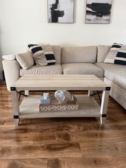 Farmhouse Coffee Table with Bottom Shelf