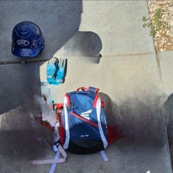 Baseball helmet, Backpack 