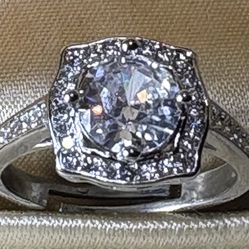 High Quality T  Ring For Women Shiny Zircon One Carot Engagement Wedding Ring