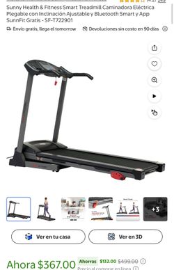 Caminadora Sunny Health & Fitness Smart Treadmill Caminadora Eléctrica Plegable con Inclinación Ajustable y Bluetooth Smart y App SunnFit
