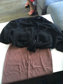 Black sheer top with pencil skirt