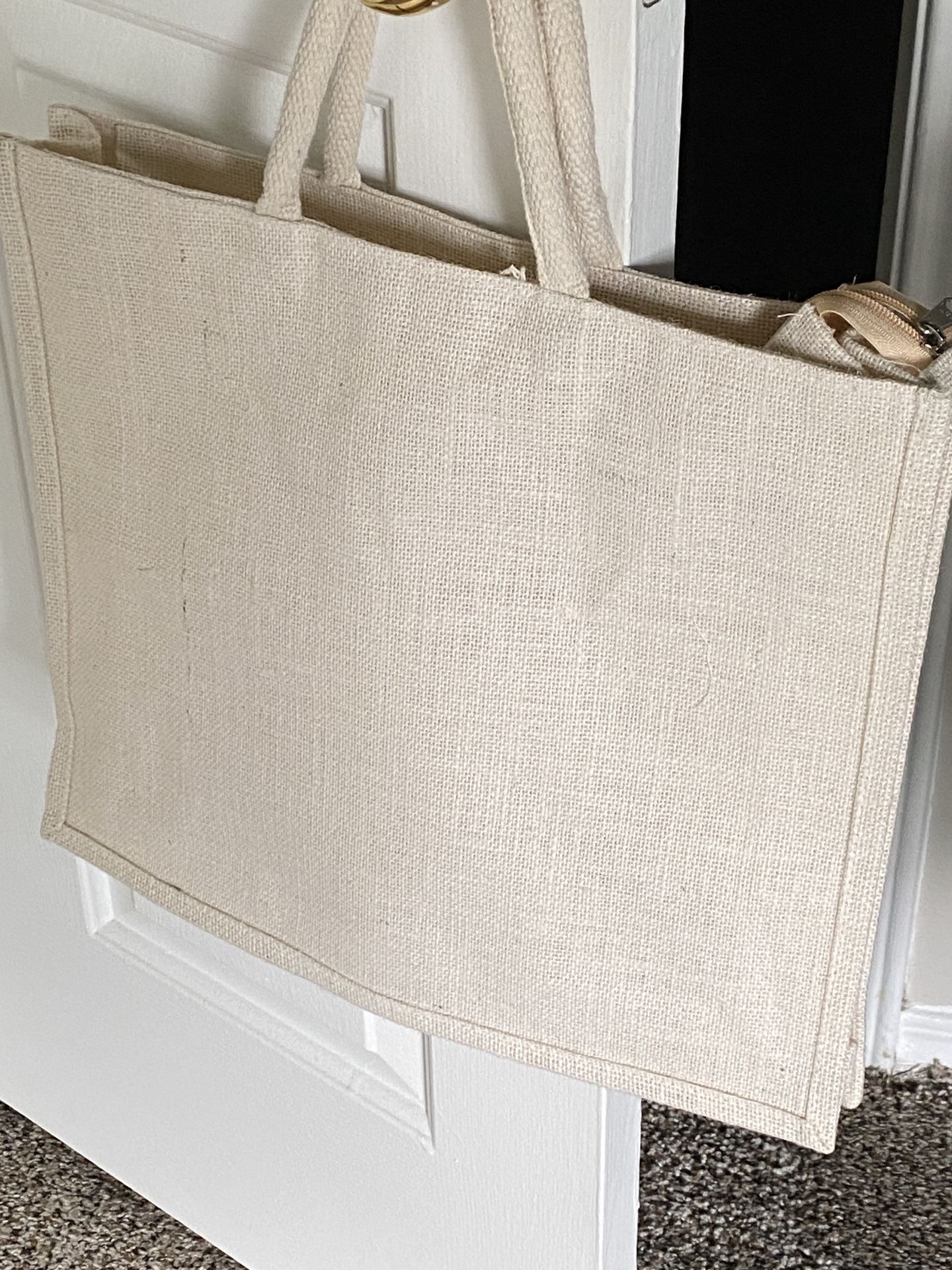 Zipped jute shopping bag new 16*14 Inches