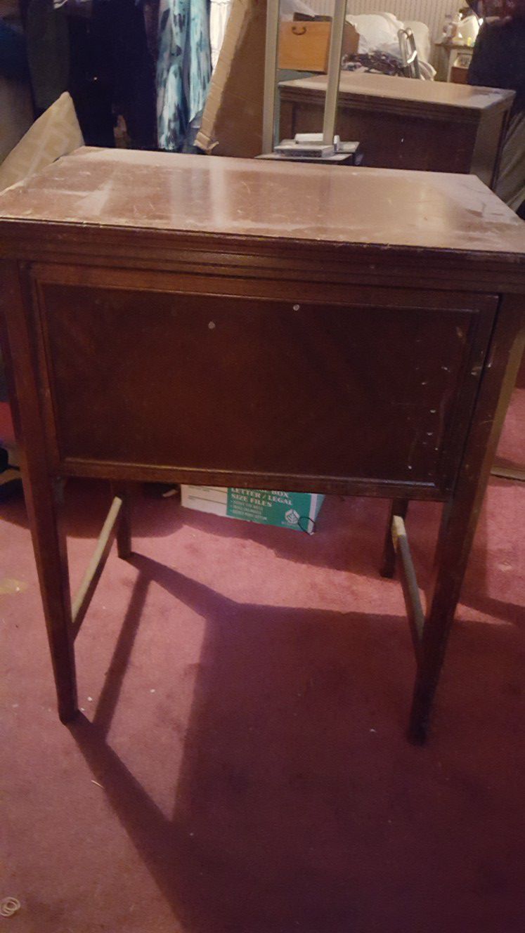 Antique sewing machine table and Kenmore sewing machine