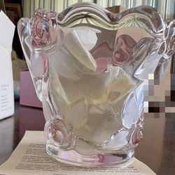 Mikasa Crystal "Bella Rosa" Pink Frosted Votive Candle Holder Vintage