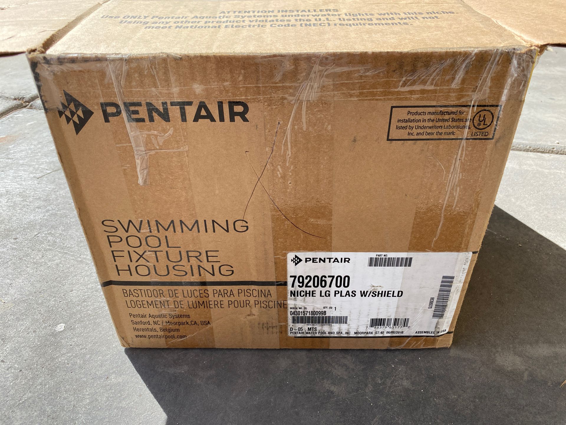 Pentair swimming pool fixture housing