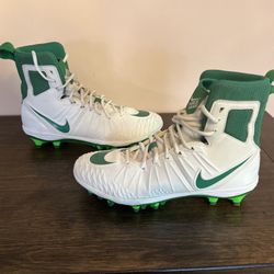 Nike Force Savage TD Football Linebacker Cleats Green White 880144-134 Size 10