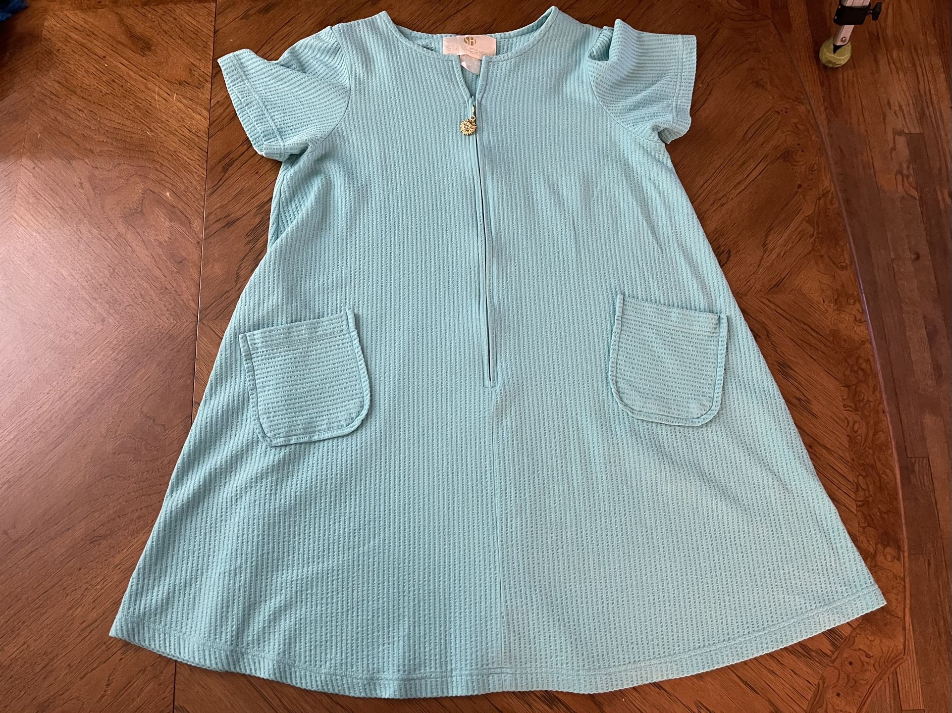 Like New Stan Herman Aqua Colored Lighter Weight Shorter Pullover Robe