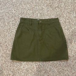 Forever 21 Olive Green  Denim Jeans Mini Skirt Womens Size M Medium 