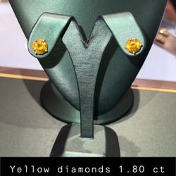 Yellow Diamond Round Stud Earrings