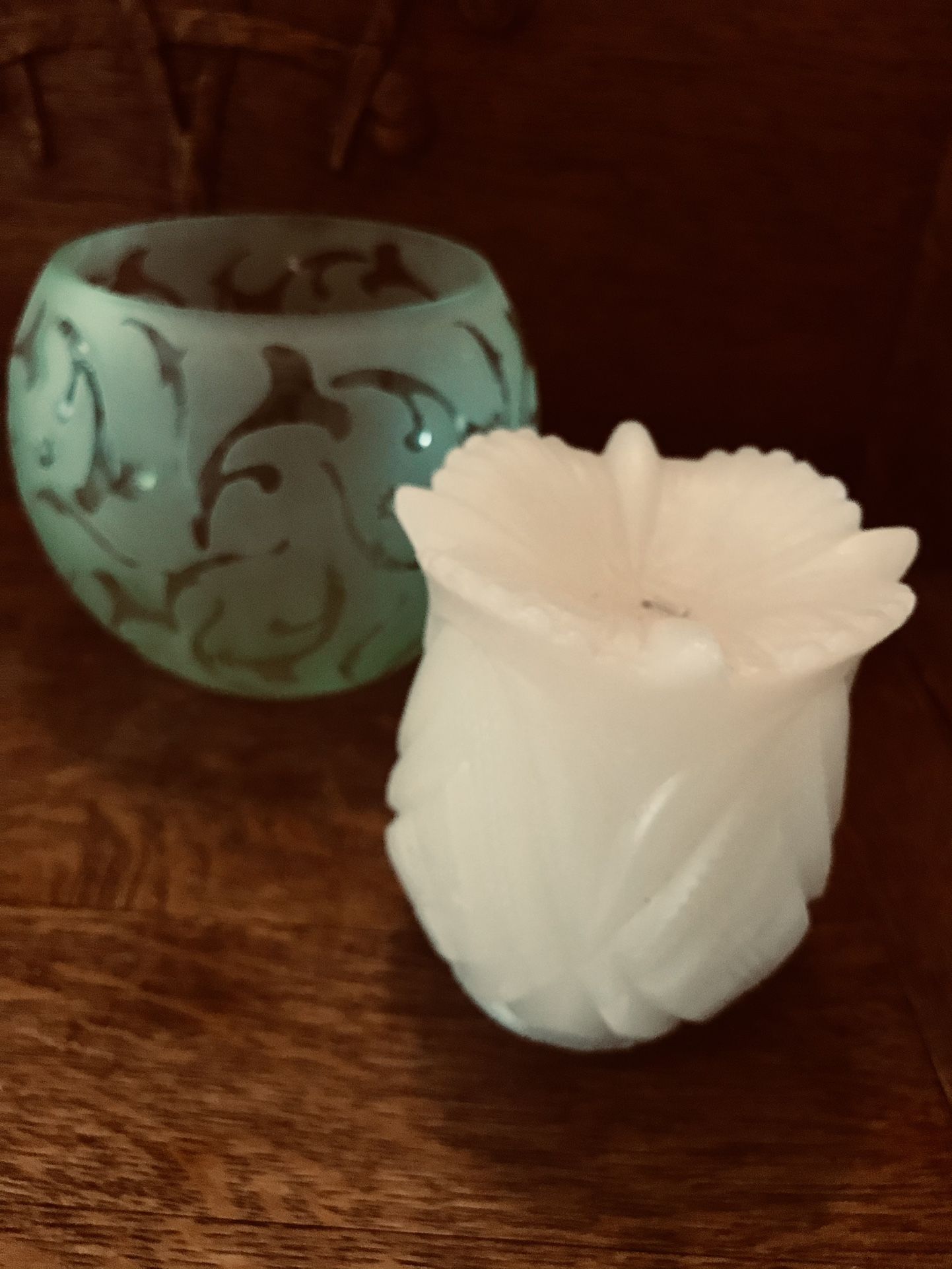 Made In Germany Villeroy & Boch UNICEF Plate, Ivory Cut Pillar Candle & Green Bowl/Votive Candle Holder