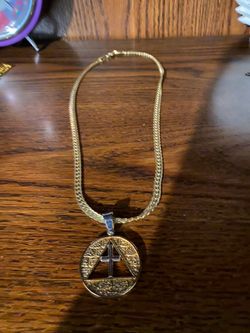 Gold-Tone Cross and Triangle Pendant Necklace