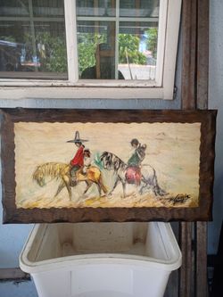 Ettore DeGraza Oil Wood framed Signed Painting