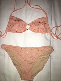 Victoria’s Secret Women’s SIZE S/M Peach Gold Heart Bikini