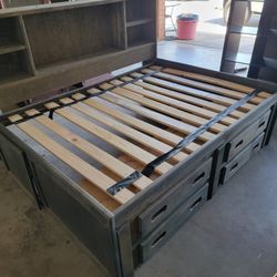 Full Size Bed With Drawers And Head Redt With Shelves 